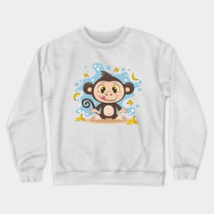 Cute Cartoon Monkey Crewneck Sweatshirt